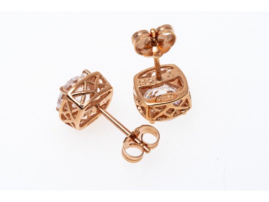 Lot Of Sterling Silver Rose Vermeil, CZ And Mystic Topaz Jewelry Pieces