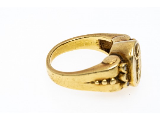 18K Putti Image And Diamond Ring, Size 5.75