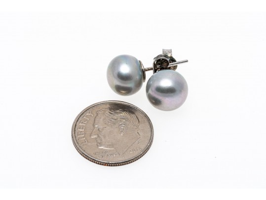 Six Sterling And Cultured Pearl Stud Earrings