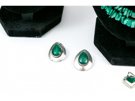 Deep Green Malachite Stone Necklaces And Earrings