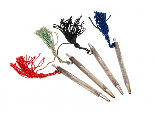 Set Of Four Antique Sterling English Pens