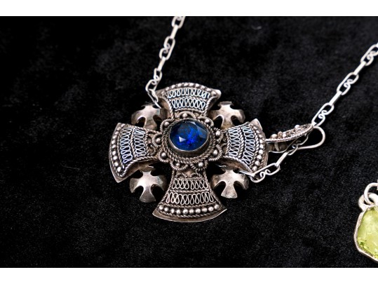 Group Of Five Interesting Sterling Necklaces