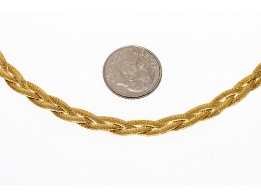 14K Braided Herringbond Chain Necklace