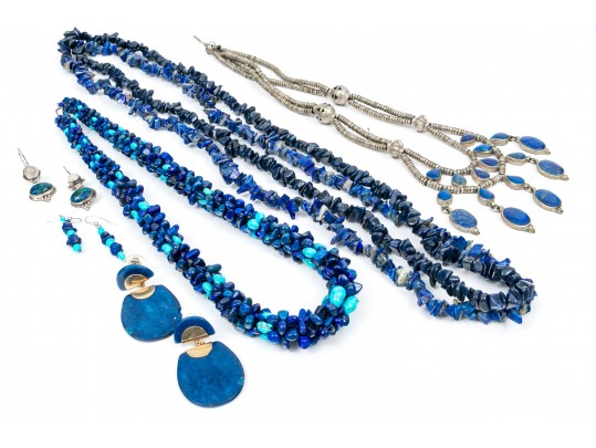 Group Of Lapis And Sodalite Necklaces And Earrings