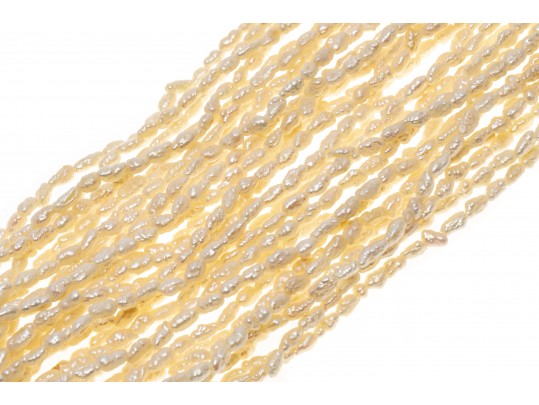 Wide Many Stranded Keshi Pearl, Sterling Bracelet