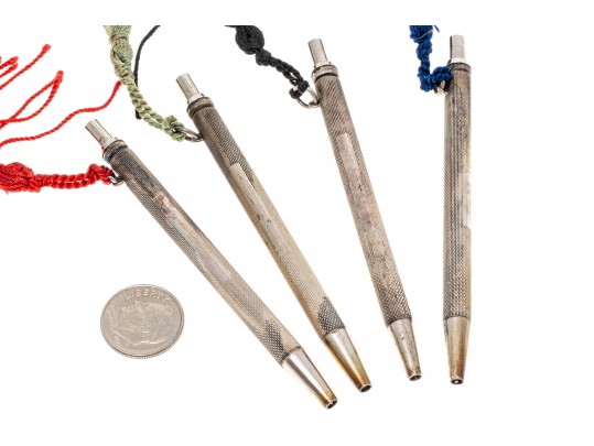 Set Of Four Antique Sterling English Pens