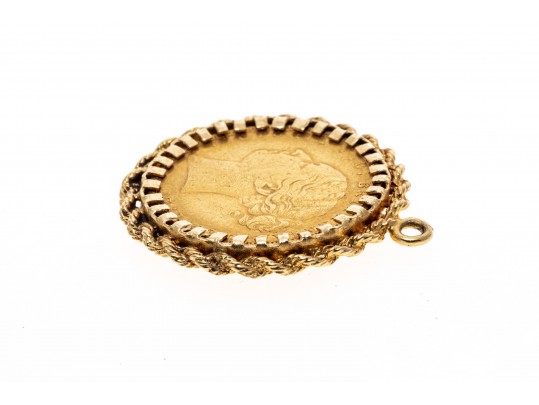 1880 British Gold Coin In 14K Pendant