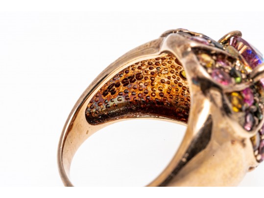 Lot Of Sterling Silver Rose Vermeil, CZ And Mystic Topaz Jewelry Pieces