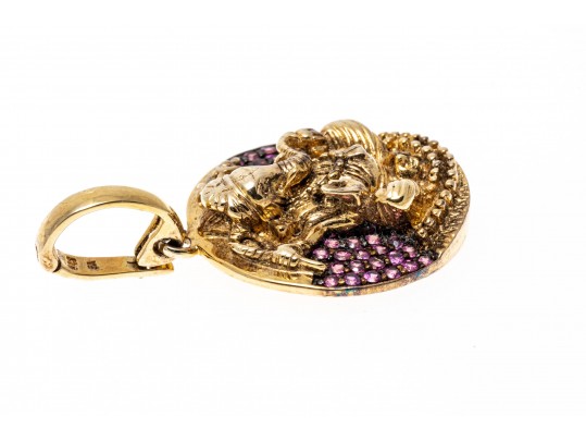 Vermeil Sterling And Pink Tourmaline Deity Pendant