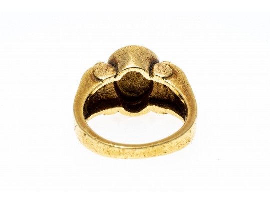 18K Putti Image And Diamond Ring, Size 5.75