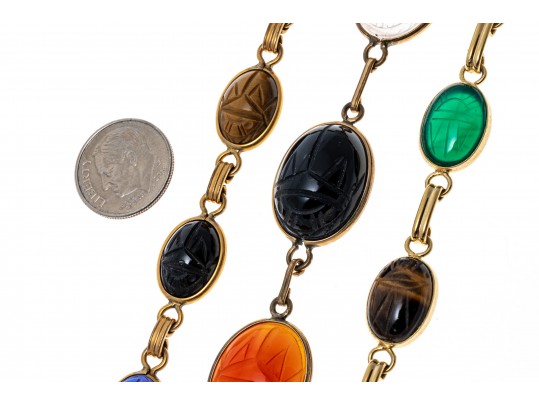 Lot Of Assorted Gold Filled Scarab Jewelry Pieces, Plus One Intaglio