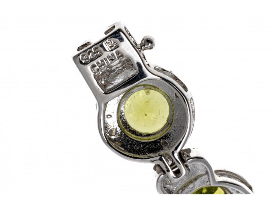 Contemporary Sterling And Peridot Line Bracelet 