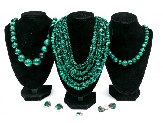 Deep Green Malachite Stone Necklaces And Earrings