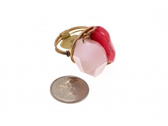 Lot Of Pretty Rose Quartz Themed Jewelery, Including A Heart Motif Bracelet