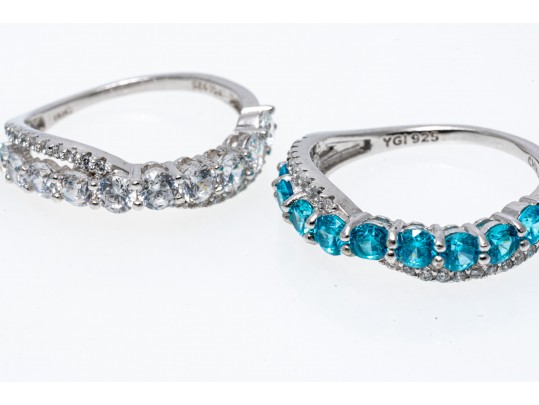 Lot Of Eleven Assorted Sterling Silver Rings Group, Synthetic And Glass Stones