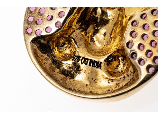 Vermeil Sterling And Pink Tourmaline Deity Pendant