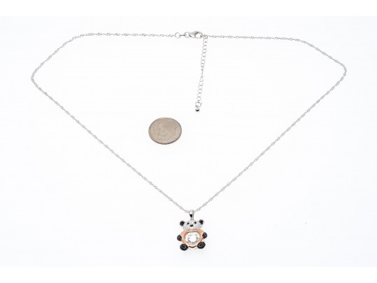 Lot Of Three Sterling Silver And CZ Jewelry Pieces, Including Panda Motif Jewelry