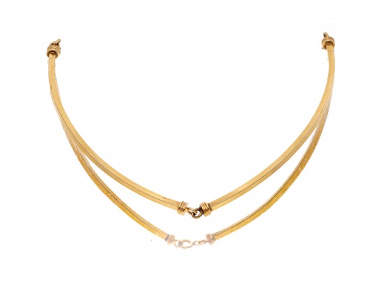 14K Elongated Curved Link Necklace