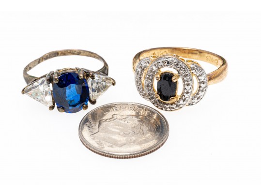 Lot Of Ten Assorted Colorful Sterling Silver Rings