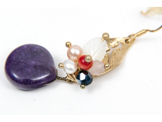 Eleven Pairs Of Colorful Sterling Sivler Earrings