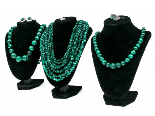 Deep Green Malachite Stone Necklaces And Earrings