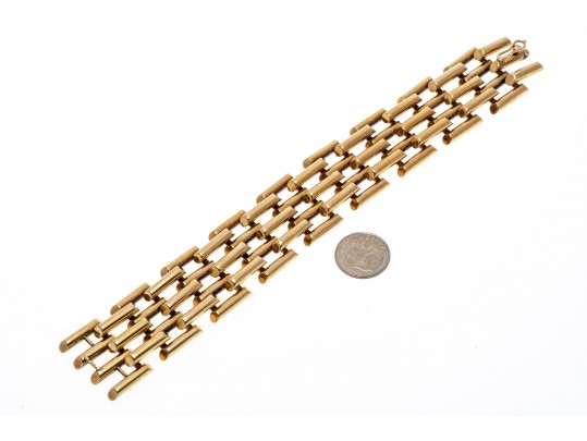 14K Open Bar Styled Wide Link Bracelet