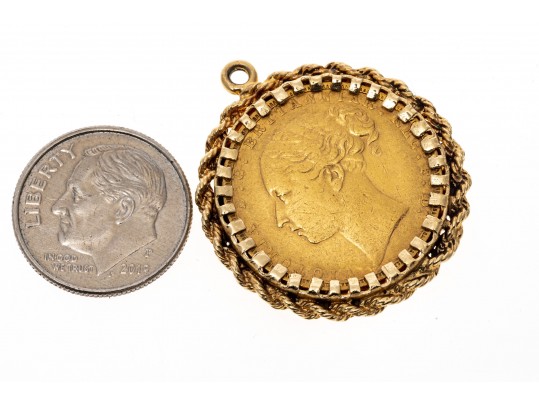 1880 British Gold Coin In 14K Pendant