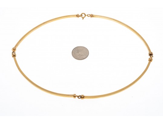 14K Elongated Curved Link Necklace