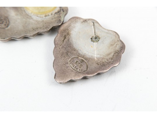 Eleven Pairs Of Colorful Sterling Sivler Earrings