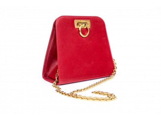 Ferragamo Leather Shoulder Bag And Clutch