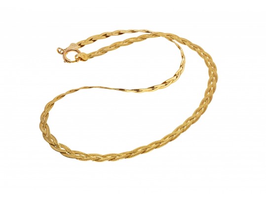 14K Braided Herringbond Chain Necklace