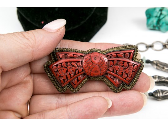 Large Group Of Colorful Turquoise And Cinnabar Jewelry