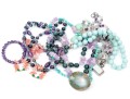 Colorful Fluorite, Amethyst And Coral Beaded Jewelry