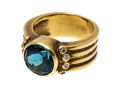18K Topaz And Diamond Wide Band Ring, Size 5.25