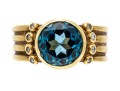18K Topaz And Diamond Wide Band Ring, Size 5.25