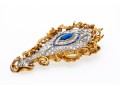 Vintage 14K Diamond, Sapphire And Blue Spinel Brooch
