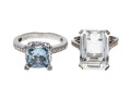 Lot Of Two Sterling Silver Quartz And Blue Topaz And CZ Rings