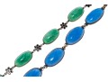 Two Blue And Green Glass Sterling Bracelets