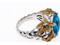 Sterling And Bright Topaz Ornate Ring, Size 6.25