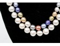 White And Multi-Colored Cultured Pearls Necklaces