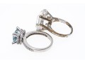 Lot Of Two Sterling Silver Quartz And Blue Topaz And CZ Rings