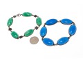 Two Blue And Green Glass Sterling Bracelets