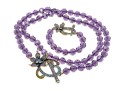 Heidi Daus Stunning Necklace Displays Beads Of Purple Crystal, And Floral Clasps 