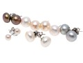 Six Sterling And Cultured Pearl Stud Earrings