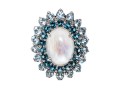 Stunning Mooonstone & Topaz Ring, Size 7