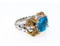 Sterling And Bright Topaz Ornate Ring, Size 6.25