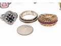 Lot Of Ten Assorted Colorful Sterling Silver Rings