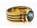 18K Topaz And Diamond Wide Band Ring, Size 5.25