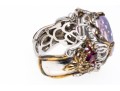 Amethyst, Pink Tourmaline And Sterling SIlver Ring