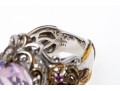 Amethyst, Pink Tourmaline And Sterling SIlver Ring